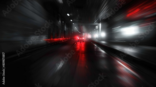 abstract background blur bokeh light street at night time with speed motion perspective, blurred thrilled, Generative Ai © QuietWord