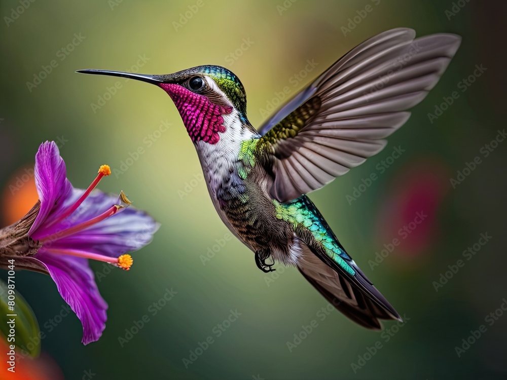 Fototapeta premium A colorful macaw with a bright red beak perched on a tree branch