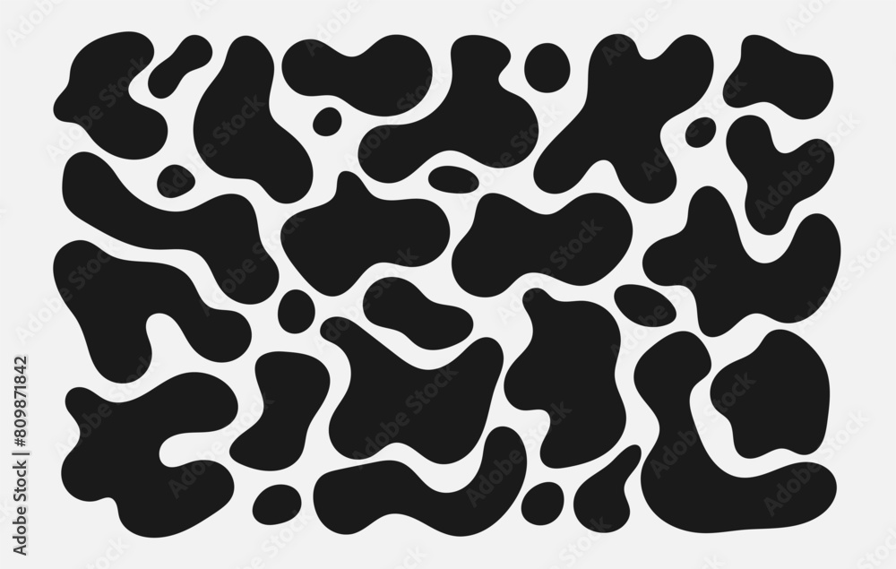 Set of black oval shape. Abstract background with blob. Fluid organic form. Vector illustration Set of black oval shape. Abstract background with blob. Fluid organic form. Vector illustration