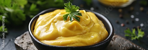 Indulge in the creamy richness of mustard, its tangy taste and smooth consistency alluring photo