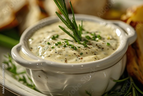 Indulge in the creamy richness of béarnaise sauce, its savory aroma and velvety texture enchantin