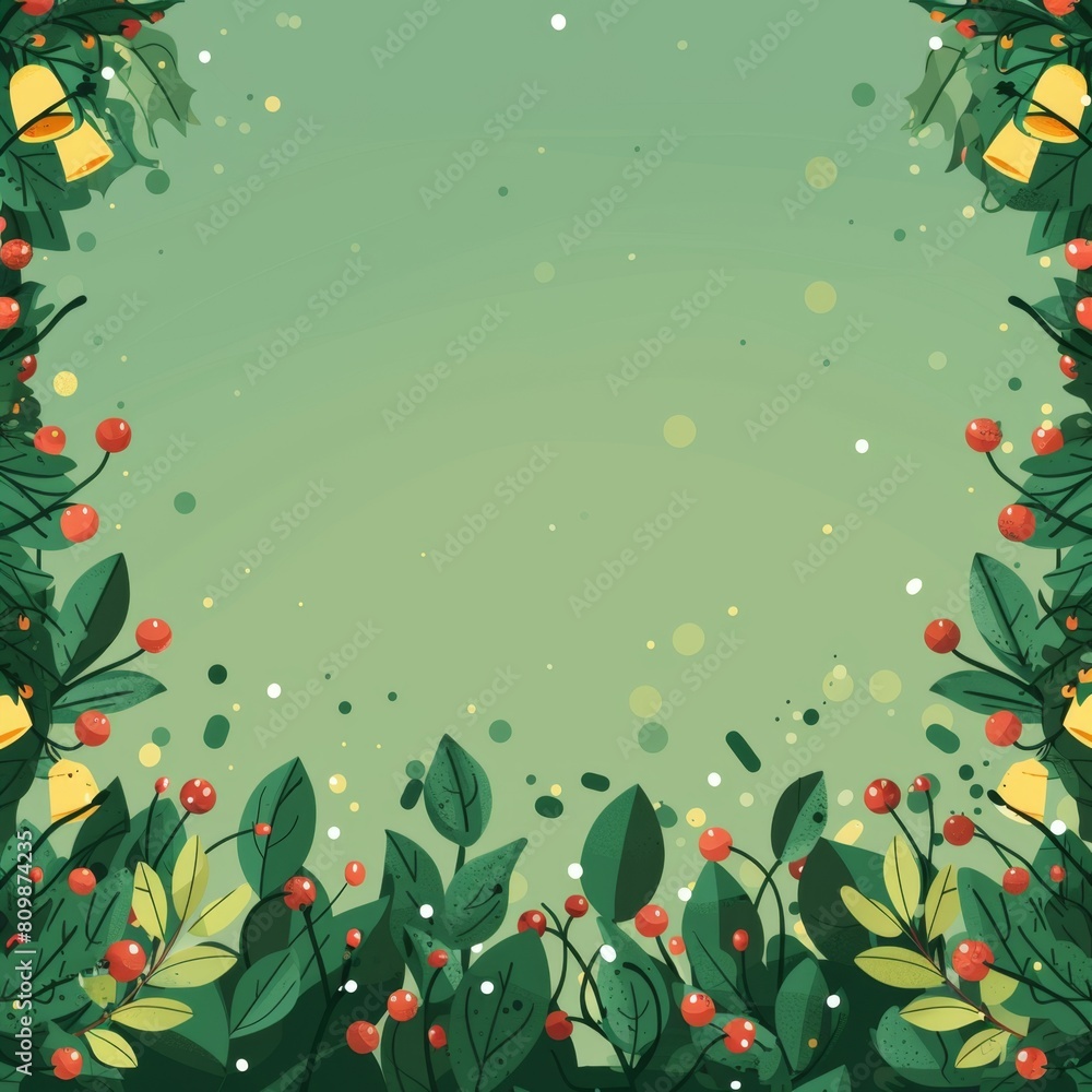 Minimalist Christmas Theme with Holly and Bells Pattern

