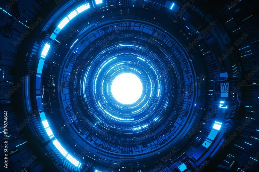 abstract circular blue light vortex in futuristic architectural space scifi graphic design abstract circular blue light vortex in futuristic architectural space scifi graphic design
