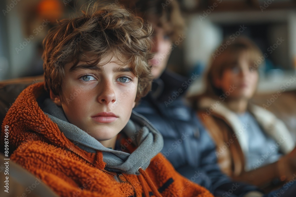 A warm intimate scene with two individuals enjoying each other's company, one prominently wearing an orange hoodie A warm intimate scene with two individuals enjoying each other's company, one prominently wearing an orange hoodie
