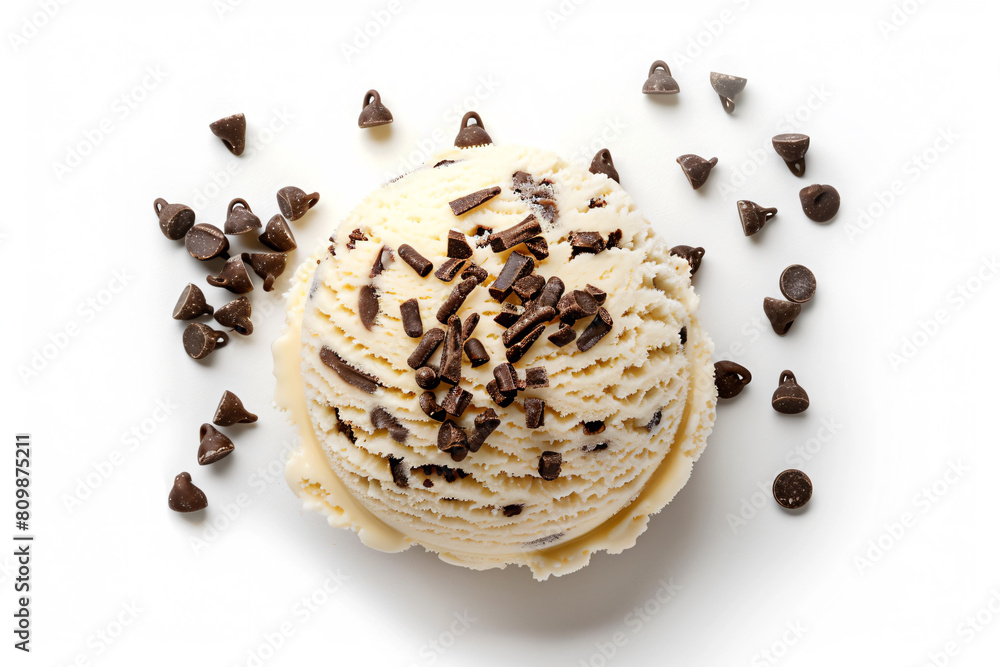 Fototapeta premium a scoop of ice cream with chocolate chips on top