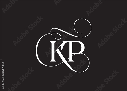 KP latter ligature typography logo design template