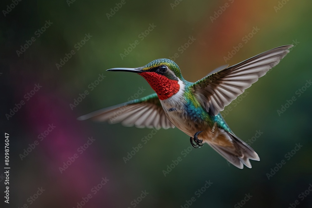 Fototapeta premium A colorful macaw with a bright red beak perched on a tree branch