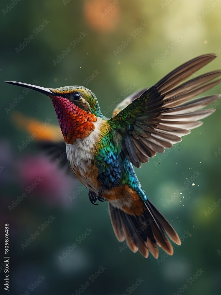 Fototapeta premium A colorful macaw with a bright red beak perched on a tree branch