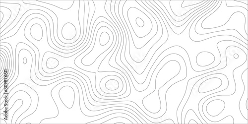 Ocean topographic line map with curvy wave isolines vector illustration. Abstract topographic contours map background, Vector contour topographic map. Cartography texture abstract banner use.