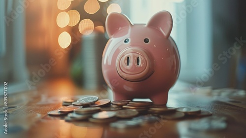 A piggy bank overflowing with coins, symbolizing the importance of starting to save early in life