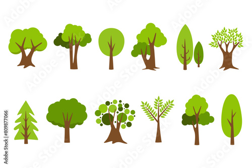 Collection of trees. tree set isolated on white background. vector illustration.