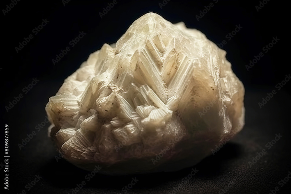 Pyrophyllite is a rare precious natural stone on a black background. AI generated. Header banner mockup with space. Pyrophyllite is a rare precious natural stone on a black background. AI generated. Header banner mockup with space.