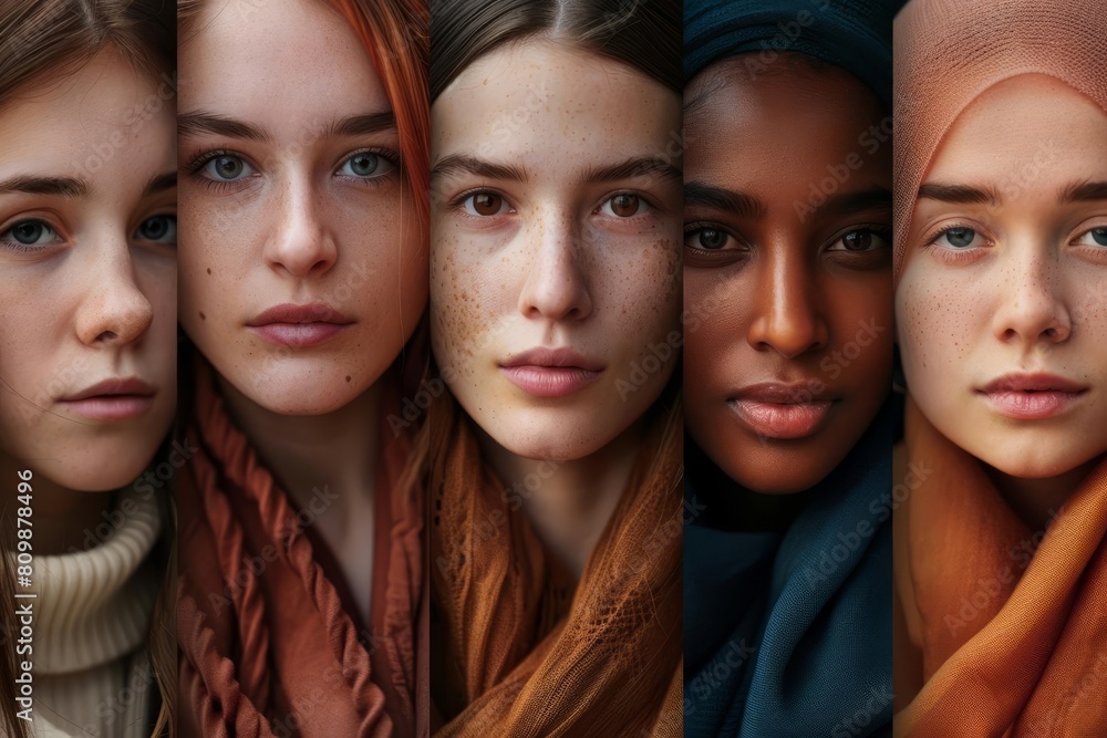 composite portrait of diverse young women global female representation and empowerment concept composite portrait of diverse young women global female representation and empowerment concept