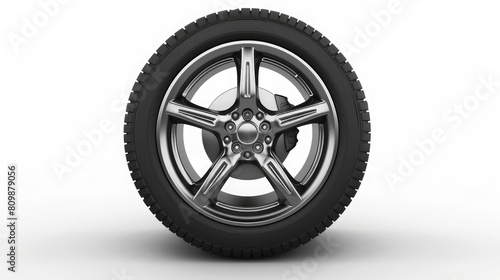 car wheel isolated on a white background realistic