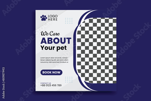 Pet care social media post design banner pet Instagram post design template
