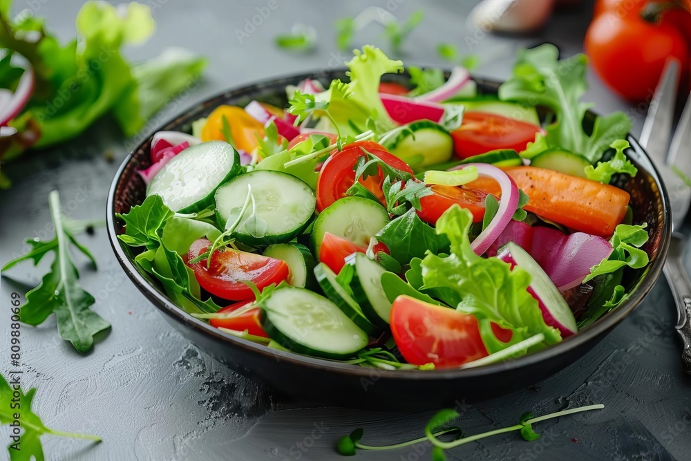 delicious fresh salad with various vegetables and ingredients healthy eating and nutrition concept delicious fresh salad with various vegetables and ingredients healthy eating and nutrition concept