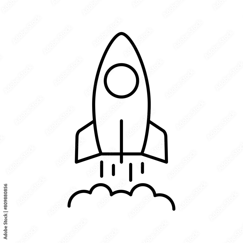Rocket ship outline icon. Editable stroke. Isolated vector illustration Rocket ship outline icon. Editable stroke. Isolated vector illustration