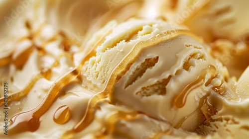caramel ice cream, close up texture frozen sweet dessert , Summer delicious , background