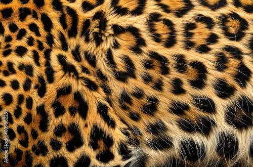Close-up of a jaguar s fur  with its distinctive black spots and rosettes.