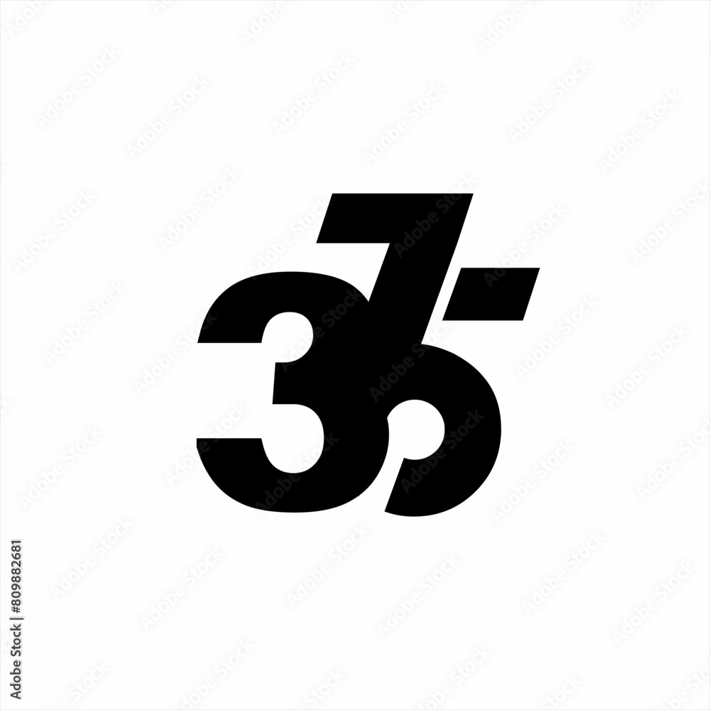 Unique and unusual abstract number 375 logo design. Unique and unusual abstract number 375 logo design.