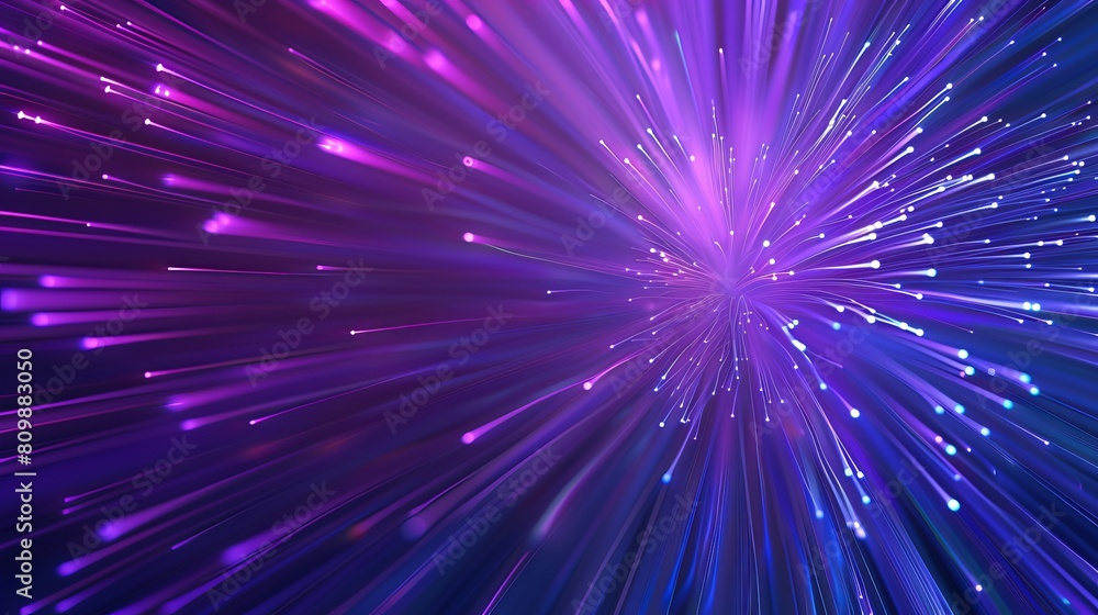 A purple and blue abstract background with radial lines representing data flow or an optical fiber explosion star A purple and blue abstract background with radial lines representing data flow or an optical fiber explosion star