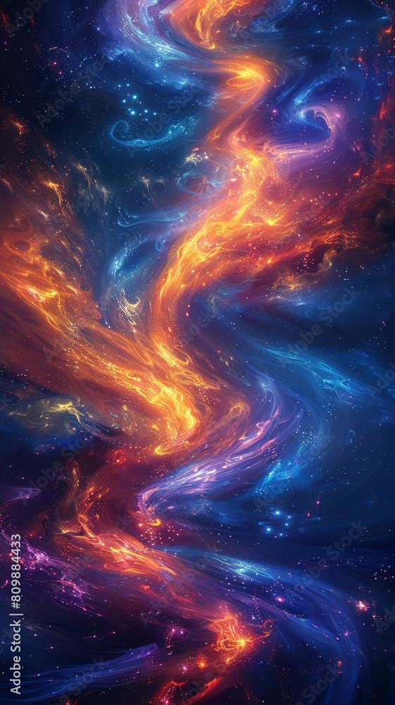 Vibrant streaks of energy swirling and crackling in the air Vibrant streaks of energy swirling and crackling in the air