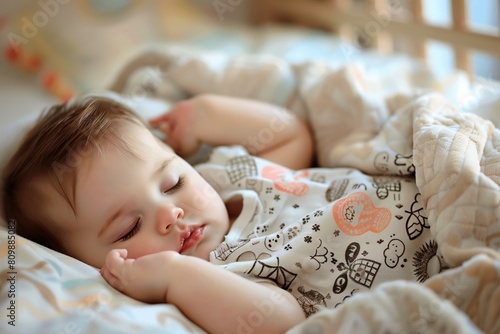 Serene baby sleeping peacefully in a cozy crib