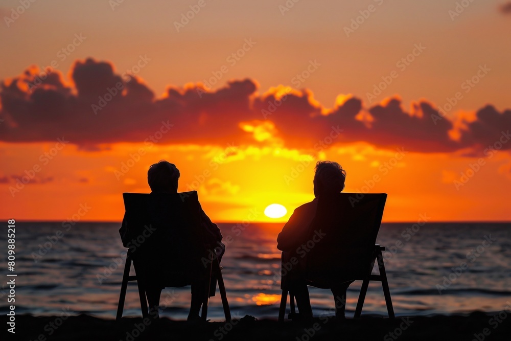 Obraz premium Senior Couple Enjoying Sunset Together