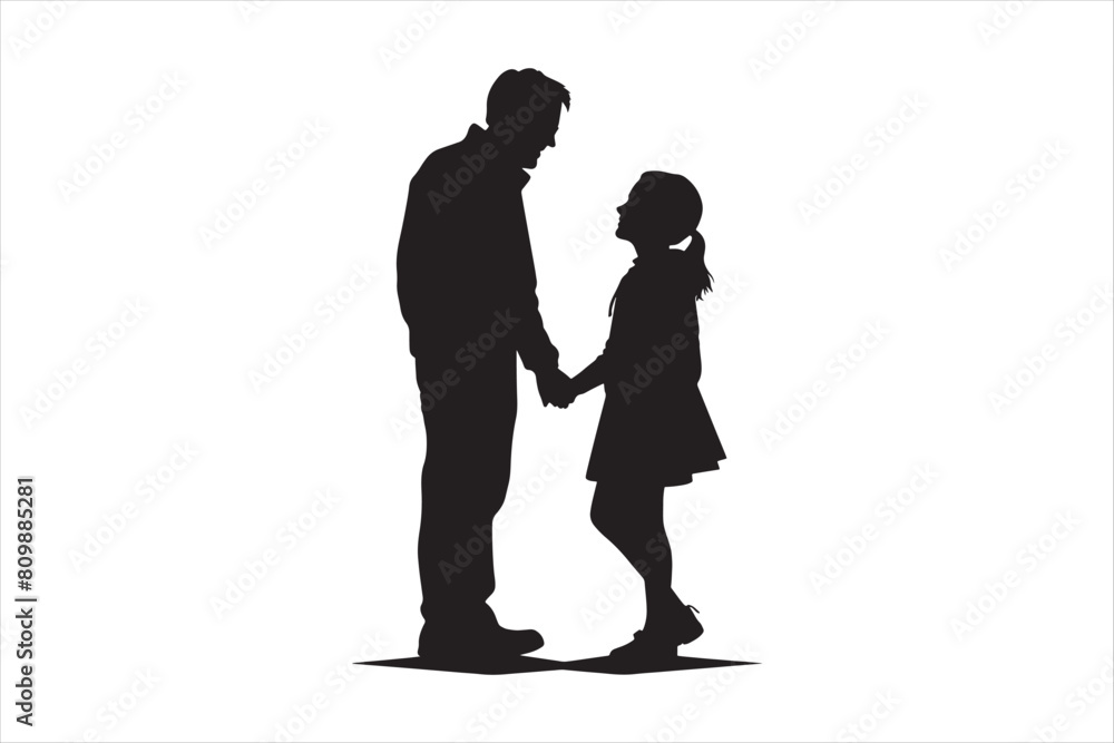 Grandpa and with Grandchildren Silhouettes set. Grandpa and with Grandchildren Silhouettes set.