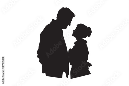 Old couple silhouettes Vector. Grandpa and Grandma with Grandchildren Silhouettes set.