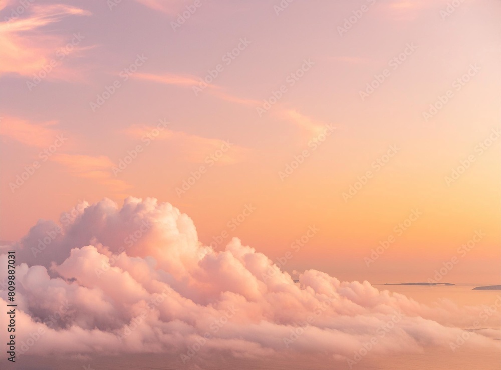 Pink sky with clouds that looks like cotton