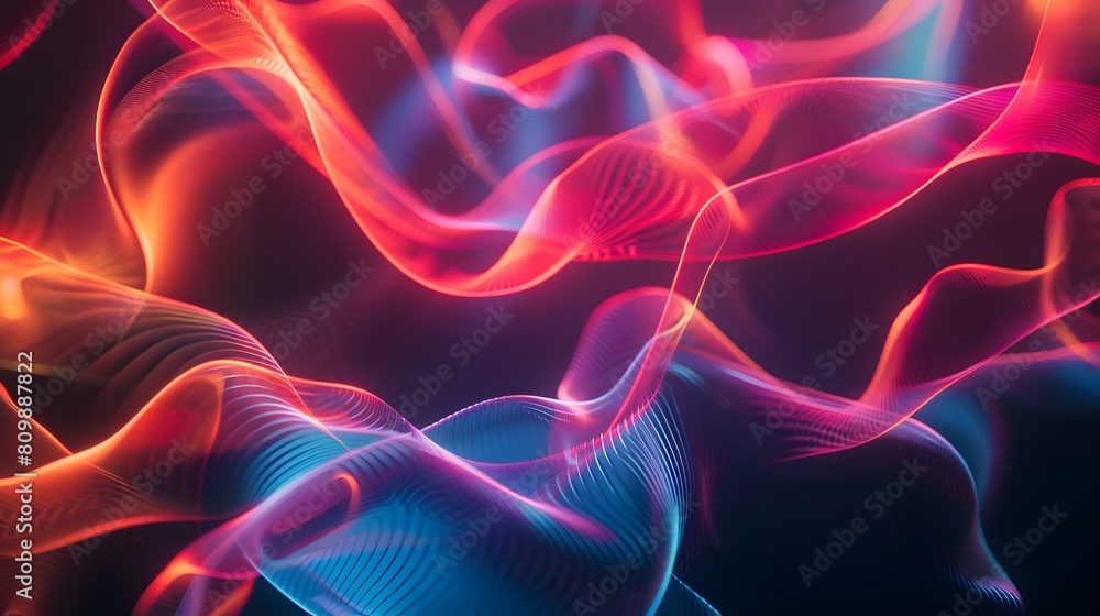 A digital tapestry of luminous shapes and lines, overlapping to form a vivid abstract pattern, captured with an 8k camera, ratio