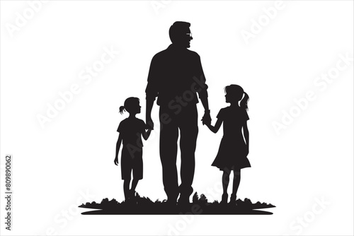 Grandparents with Grandchildren Silhouettes.