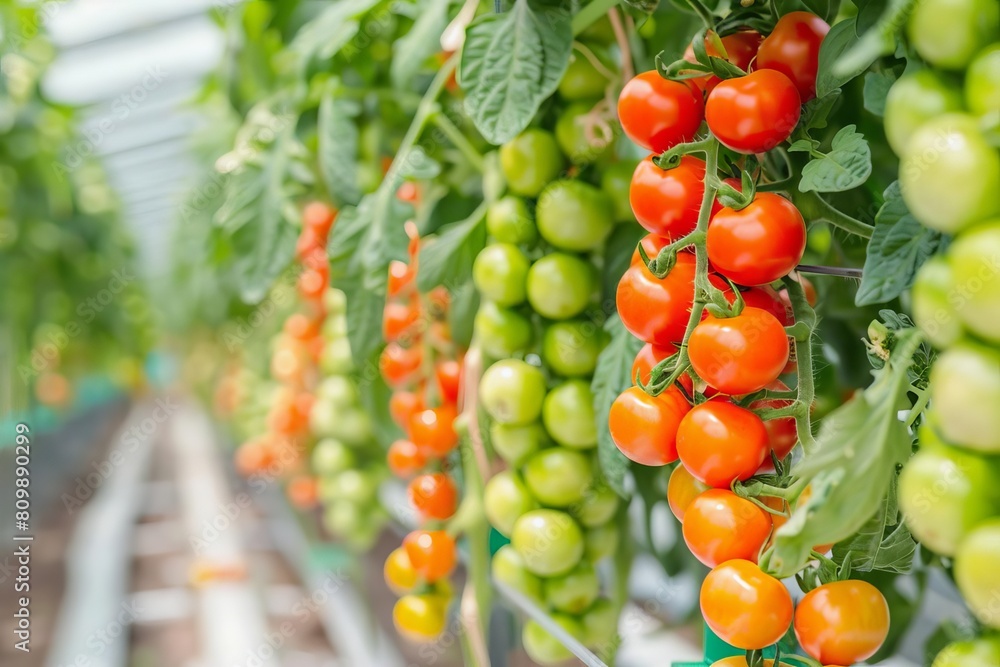 vibrant cherry tomatoes thriving in modern hydroponic vertical farming system vibrant cherry tomatoes thriving in modern hydroponic vertical farming system