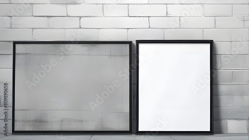 Blank wall art mockup  close-up  vertical blank mockup gray wall theme