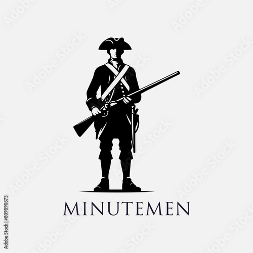 Minuteman Soldier Standing and Holding a Rifle