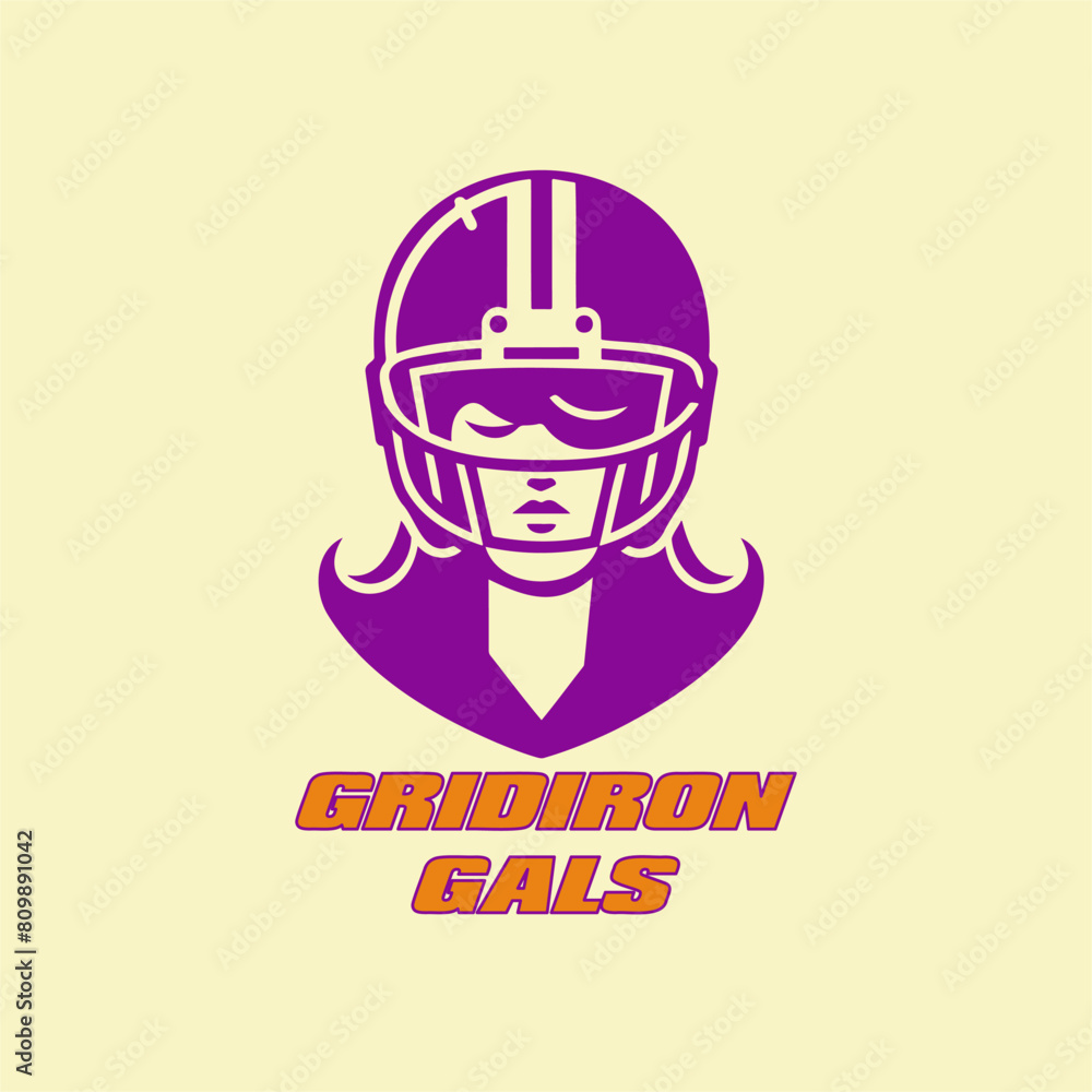 Girl wearing American football helmet Girl wearing American football helmet