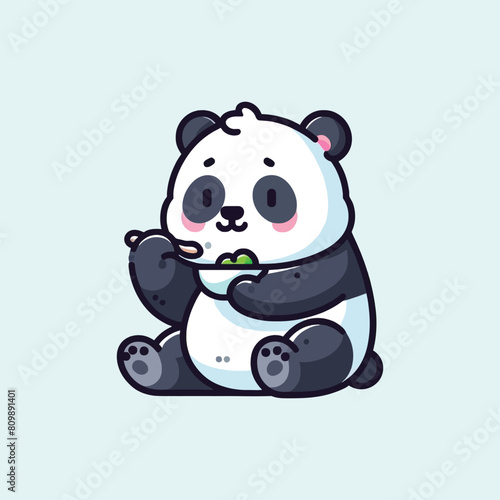 Vector panda isolated flat illustration