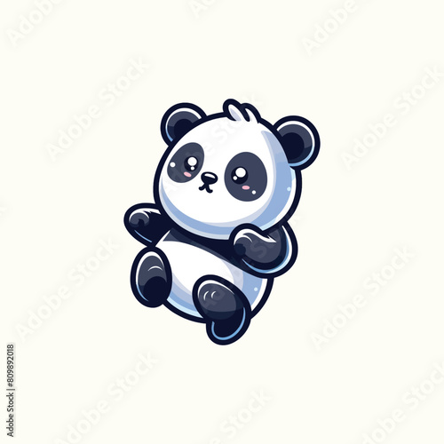 Vector panda isolated flat illustration