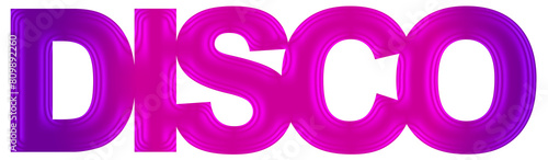 Disco creative text design Illustration, purple colors, music culture