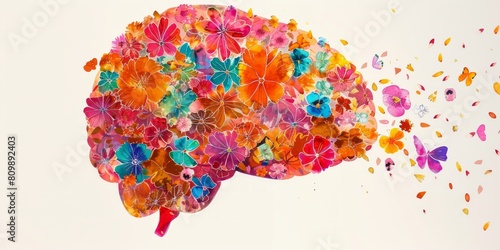 Vibrant and colorful artwork depicting liver made entirely of flowers, symbolizing the vitality and essential functions photo