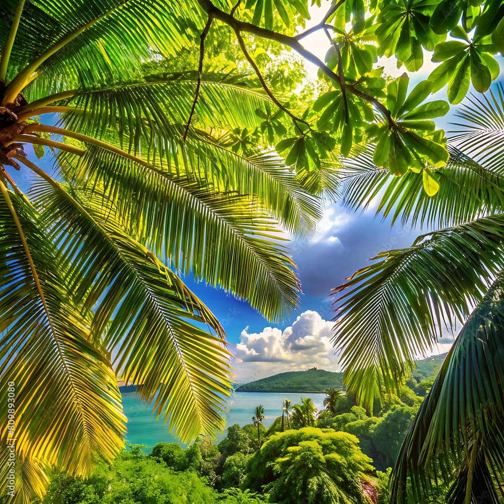 Fototapeta premium Low angle view of palm trees against sky 
