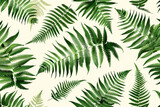 Fern Fronds, Graceful fern leaves in shades of green, Seamless pattern illustration 