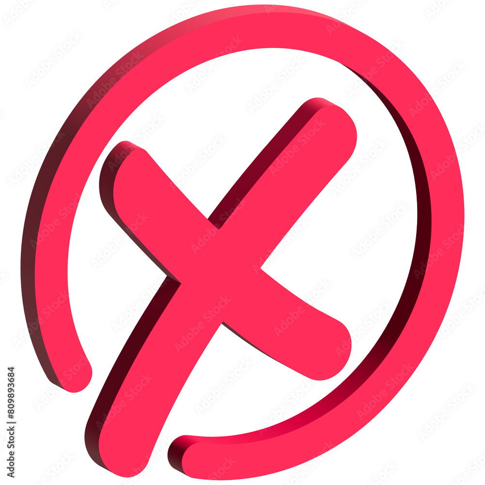 Obraz premium 3d wrong icon, 3-dimension confirm and cancel sign of making agreement, positive or negative symbol