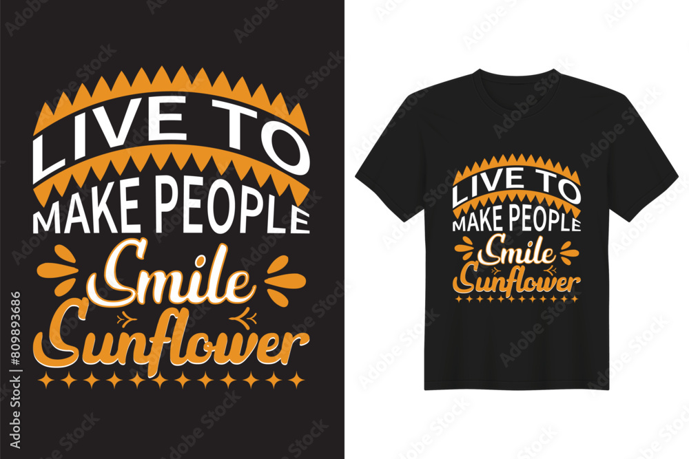 Smile Sunflower Typography, Vintage, Hand drawn, Bulk, Vector, handwritten T-shirt Design
