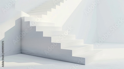 Abstract white background with stairs  in the style of vector illustration  minimalism  in the style of 3d rendering.