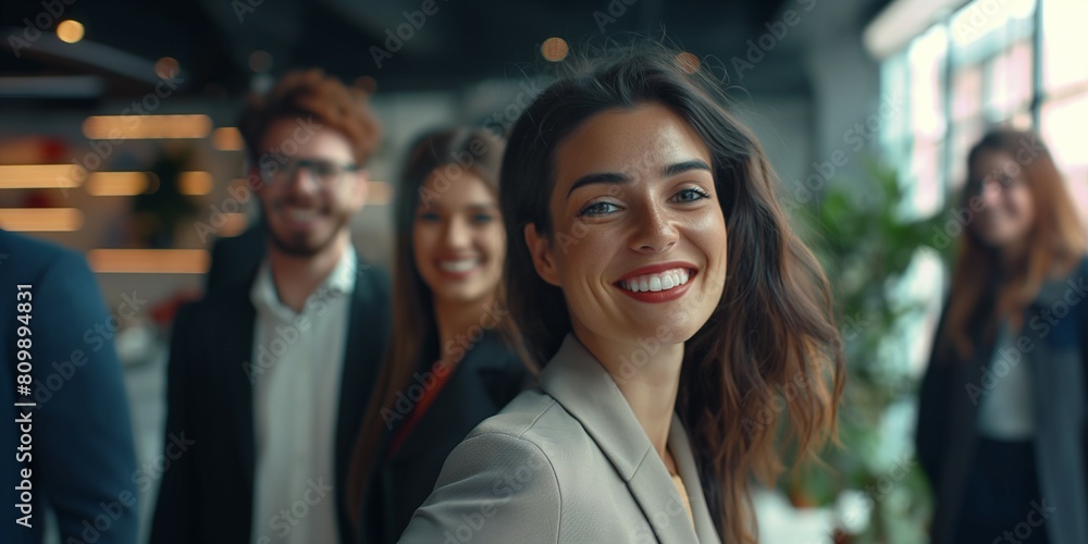 smiling woman in the office smiling woman in the office