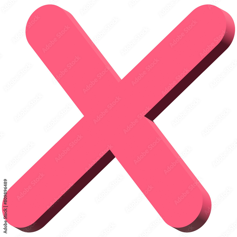 Fototapeta premium 3d wrong icon, 3-dimension confirm and cancel sign of making agreement, positive or negative symbol