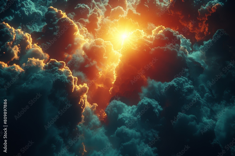 Sun Shining Through Clouds in the Sky Sun Shining Through Clouds in the Sky