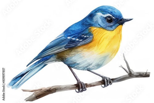 More Bird Species,  Pastel-colored, in hand-drawn style, watercolor, isolated on white background © wasan